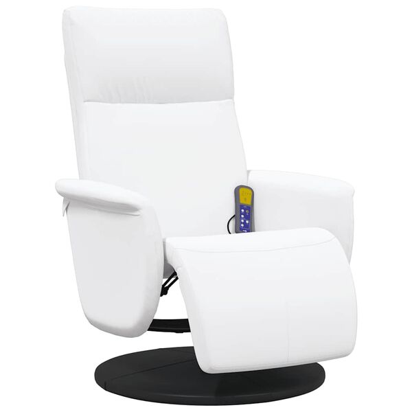 vidaXL Fauteuil inclinable de massage repose-pieds blanc similicuir