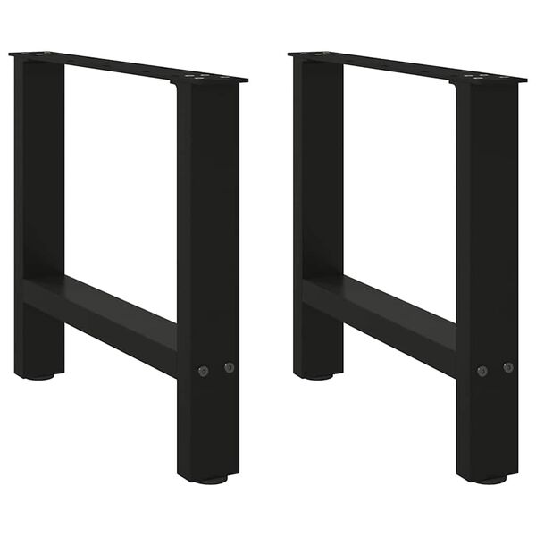 vidaXL Pieds de table basse Noir 2 pi&egrave;ces 60 x (42-43) cm Acier