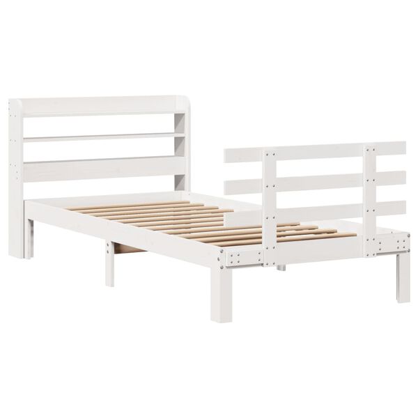 vidaXL Cadre de lit avec t&ecirc;te de lit sans matelas blanc 100x200 cm