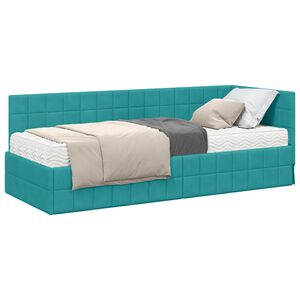 vidaXL Cadre de lit d'angle avec matelas 2 pc Turquoise 80 x 200 cm