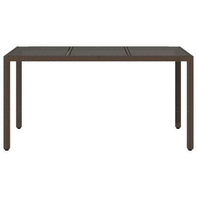 vidaXL Table de jardin avec dessus en verre marron résine tressée