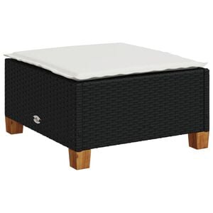 vidaXL Tabouret de jardin et coussin noir 63,5x56x32 cm r&eacute;sine tress&eacute;e
