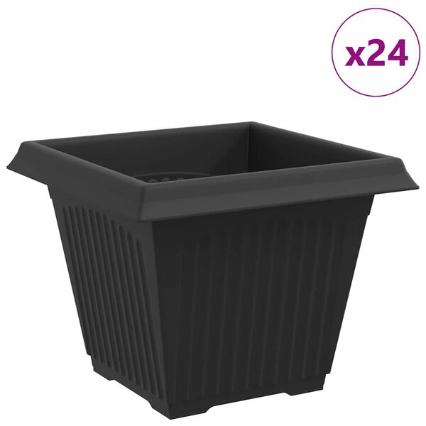vidaXL Pot de Fleurs Carr&eacute; 24 pcs Noir 38 x 38 x 30 cm Plastique