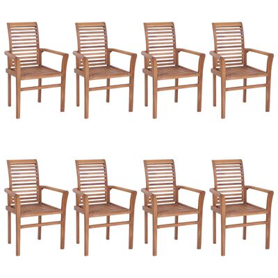 vidaXL Chaises à dîner 8 pcs avec coussins gris Bois de teck solide