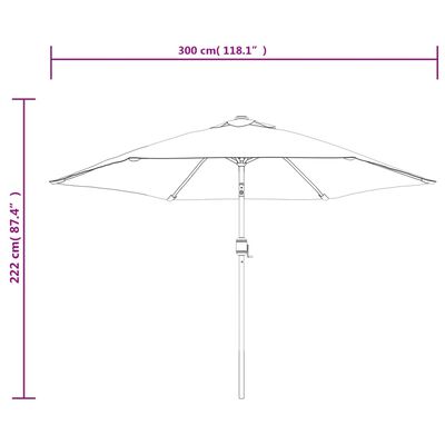 vidaXL Parasol d'extérieur avec poteau en métal 300 cm Noir