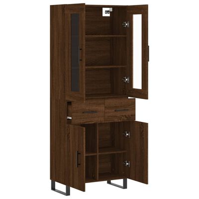 vidaXL Buffet haut Chêne marron 69,5x34x180 cm Bois d'ingénierie