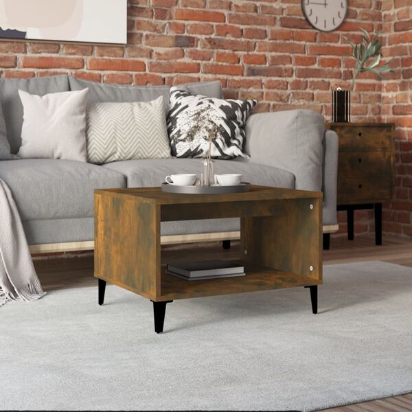 vidaXL Table basse Ch&ecirc;ne fum&eacute; 60x50x40 cm Bois d'ing&eacute;nierie