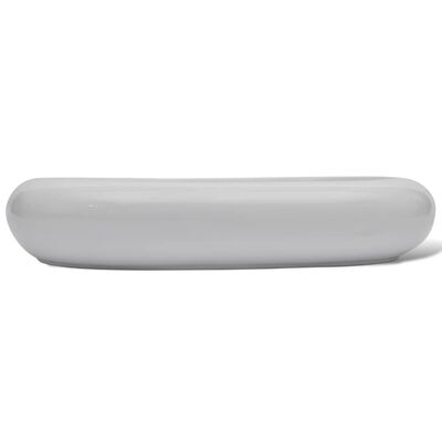 vidaXL Lavabo en forme ovale Céramique 63 x 42 cm Blanc