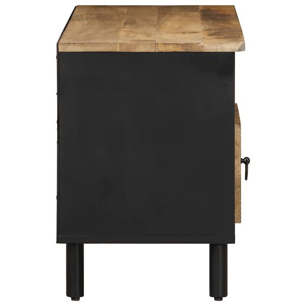 vidaXL Meuble TV noir 100x33,5x46 cm bois massif manguier brut
