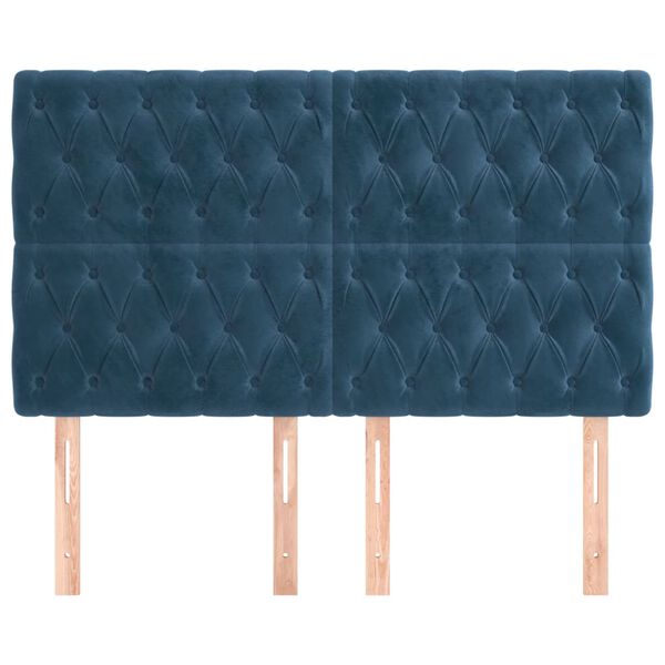 vidaXL T&ecirc;te de lit Bleu fonc&eacute; 160x7x118/128 cm Velours