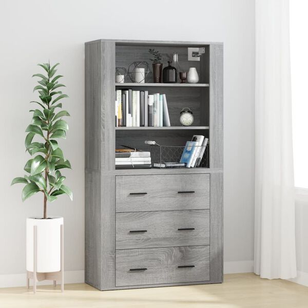 vidaXL Buffet haut Sonoma gris Bois d'ing&eacute;nierie