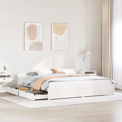 vidaXL Cadre de lit sans matelas blanc 200x200 cm bois massif de pin