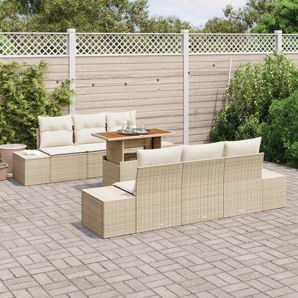 vidaXL Ensemble de salle &agrave; manger pour jardin 7 pcs Beige et cr&egrave;me
