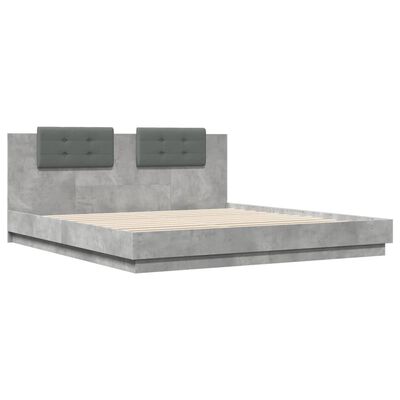 vidaXL Cadre de lit avec tête de lit gris béton 200x200 cm