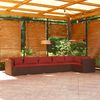 vidaXL Salon de jardin 6 pcs avec coussins R&eacute;sine tress&eacute;e Marron