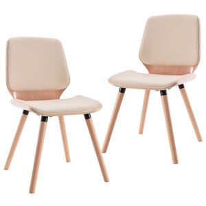 vidaXL Chaises &agrave; manger lot de 2 cr&egrave;me similicuir