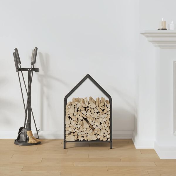 vidaXL Portant de bois chauffage noir 40x25x60 cm
