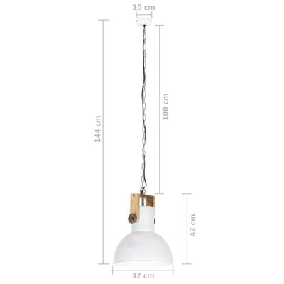 vidaXL Lampe suspendue industrielle 25 W Blanc Rond Manguier 32 cm E27