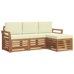 vidaXL Ensemble de canap&eacute;s d'ext&eacute;rieur 4 pc Naturel et Cr&egrave;me
