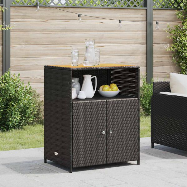 vidaXL Armoire Noir 70 x 50 x 87 cm Polyester et Roly Ratten