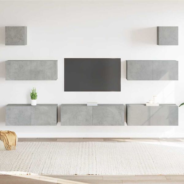 vidaXL Ensemble de meubles TV 7 pcs Gris b&eacute;ton Bois d'ing&eacute;nierie