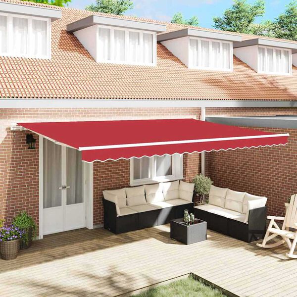 vidaXL Auvent R&eacute;tractable Rouge 500 &times; 300 cm Tissu et M&eacute;tal