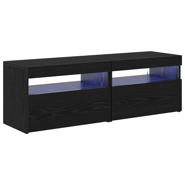 vidaXL Meuble TV 2 pcs Ch&ecirc;ne noir 60 x 35 x 40 cm Bois d'ing&eacute;nierie