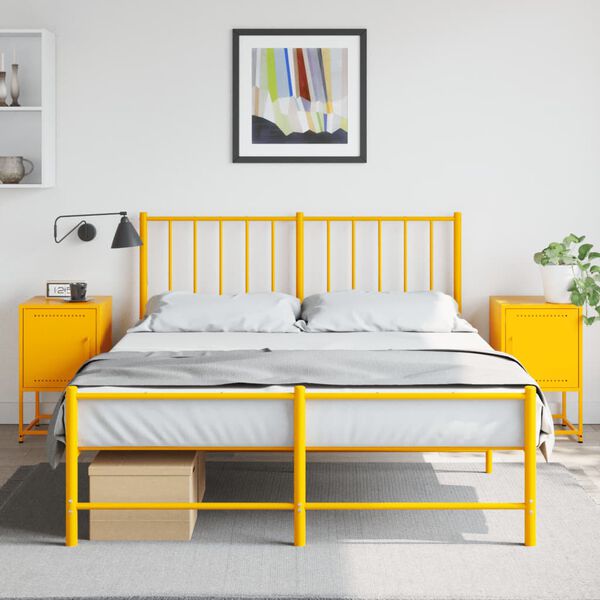vidaXL Tables de chevet 2 pcs jaune moutarde 36x39x60,5 cm acier