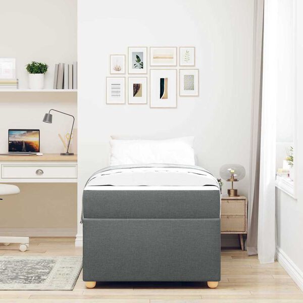 vidaXL Cadre de lit avec matelas Gris fonc&eacute; 90 x 200 cm tissu
