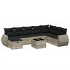 vidaXL Salon de jardin 9 pcs avec coussins gris clair r&eacute;sine tress&eacute;e