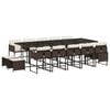 vidaXL Ensemble &agrave; manger de jardin avec coussins 15 pcs marron rotin
