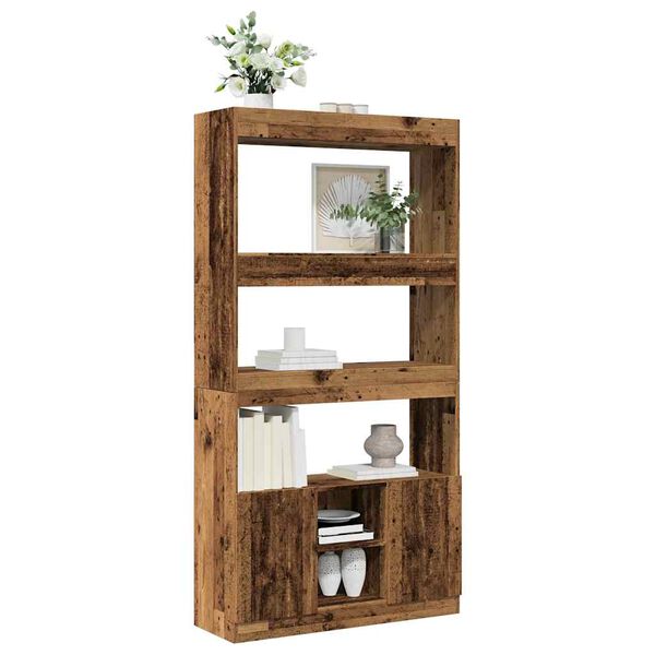 vidaXL Buffet haut vieux bois 92x33x180 cm bois d'ing&eacute;nierie