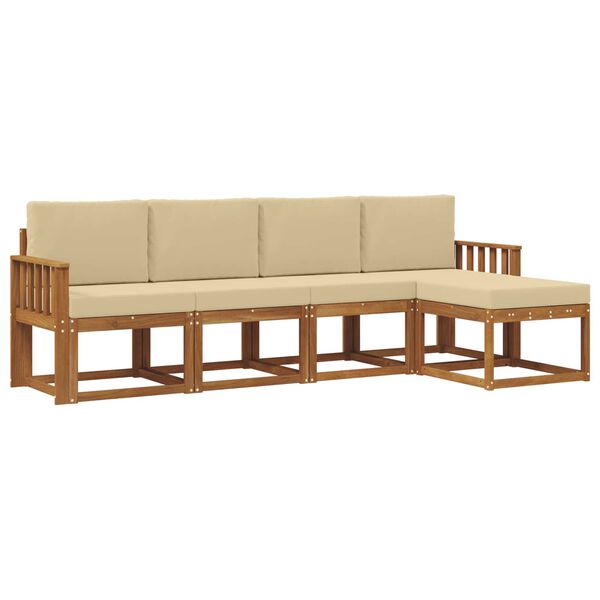 vidaXL Ensemble de canap&eacute;s d'ext&eacute;rieur 5 pcs Naturel et Beige