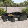 vidaXL Ensemble de canap&eacute; de jardin avec coussin 12 pcs Noir polyrotin