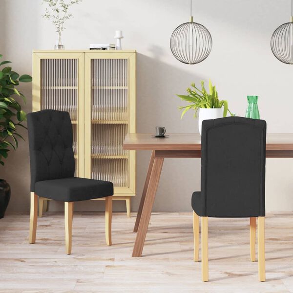 vidaXL Chaises &agrave; manger lot de 2 noir tissu