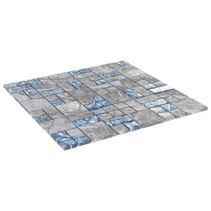 vidaXL Carrelage en mosa&iuml;que 11 pc 50 x 50 cm Gris et bleu Verre
