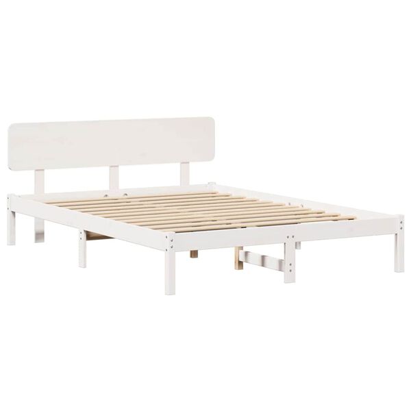 vidaXL Cadre de lit avec t&ecirc;te de lit Blanc 160 x 200 cm Pin massif