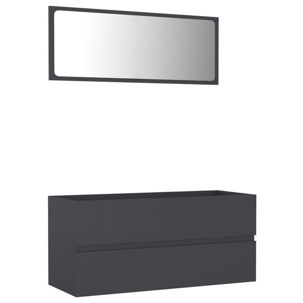 vidaXL Ensemble de meubles de salle de bain 2 pcs Gris Agglom&eacute;r&eacute;