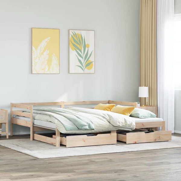 vidaXL Lit de jour avec gigogne et tiroirs sans matelas 90x190 cm