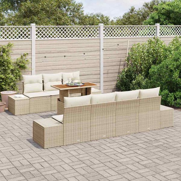 vidaXL Ensemble de salle &agrave; manger pour jardin 8 pcs Beige et cr&egrave;me