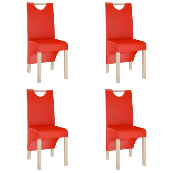 vidaXL Chaises &agrave; manger lot de 4 rouge similicuir