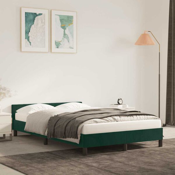 vidaXL Cadre de lit sans matelas vert fonc&eacute; 120x190 cm velours
