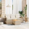 vidaXL Salon de jardin avec coussins 4 pcs beige r&eacute;sine tress&eacute;e
