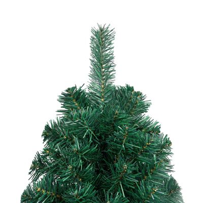 vidaXL Demi-arbre de Noël artificiel pré-éclairé et boules vert 120 cm