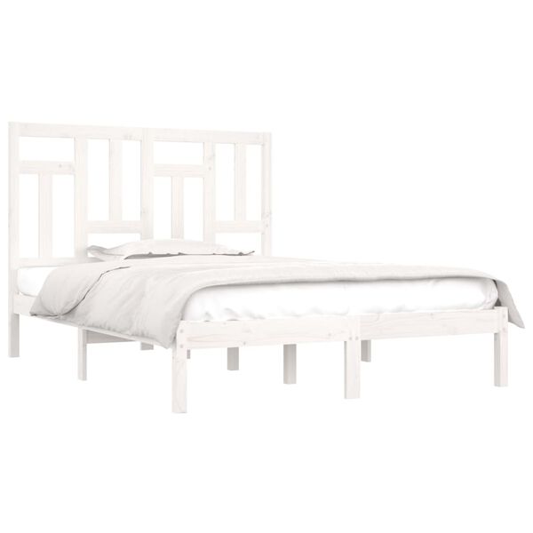 vidaXL Cadre de lit sans matelas blanc 135x190 cm bois de pin massif