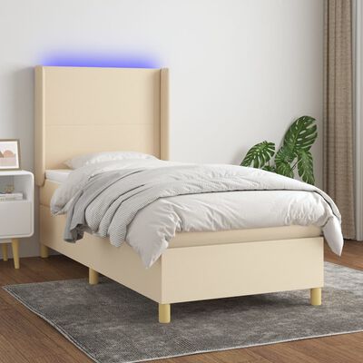 vidaXL Sommier à lattes de lit matelas et LED Crème 80x200cm Tissu