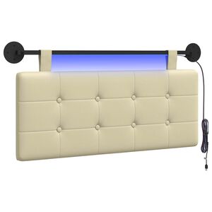 vidaXL T&ecirc;te de lit suspendue Avec lumi&egrave;re LED Cr&egrave;me Simili cuir