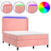 vidaXL Sommier &agrave; lattes de lit matelas et LED Rose 140x190 cm Velours