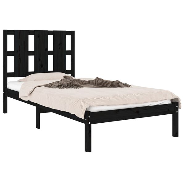 vidaXL Cadre de lit sans matelas noir 75x190 cm bois massif