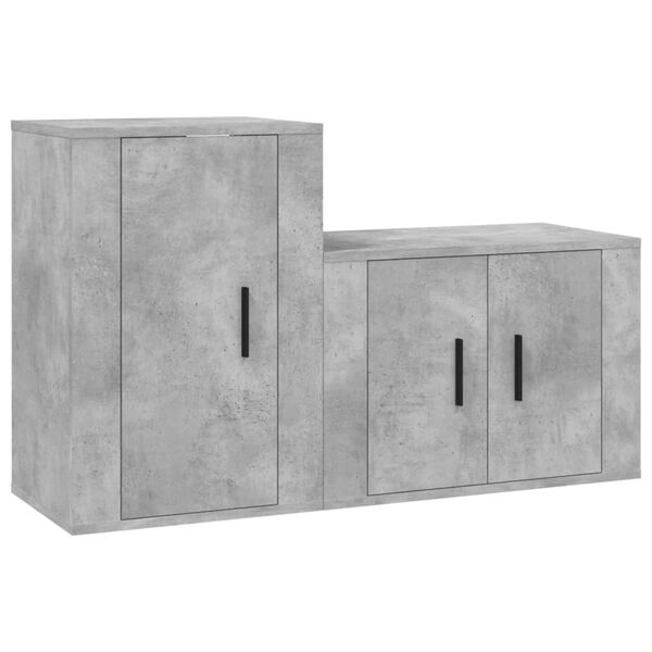 vidaXL Ensemble de meubles TV 2 pcs gris b&eacute;ton bois d'ing&eacute;nierie